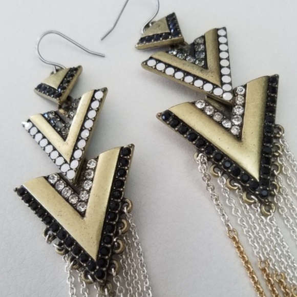 SOLD - Faux Gold Arrow Fringe Necklace & Earrings - Picture 8 of 8